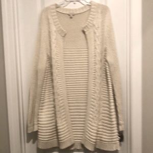 Talbots Cardigan Sweater Coat Winter White with subtle Gold thread Size 1x
